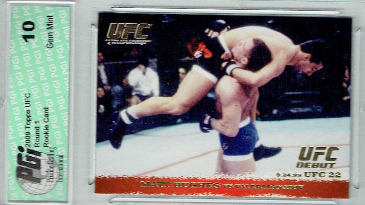 Matt Hughes Valeri Ignatov 2009 Topps UFC #8 Gold 432 Made Rookie Card PGI 10