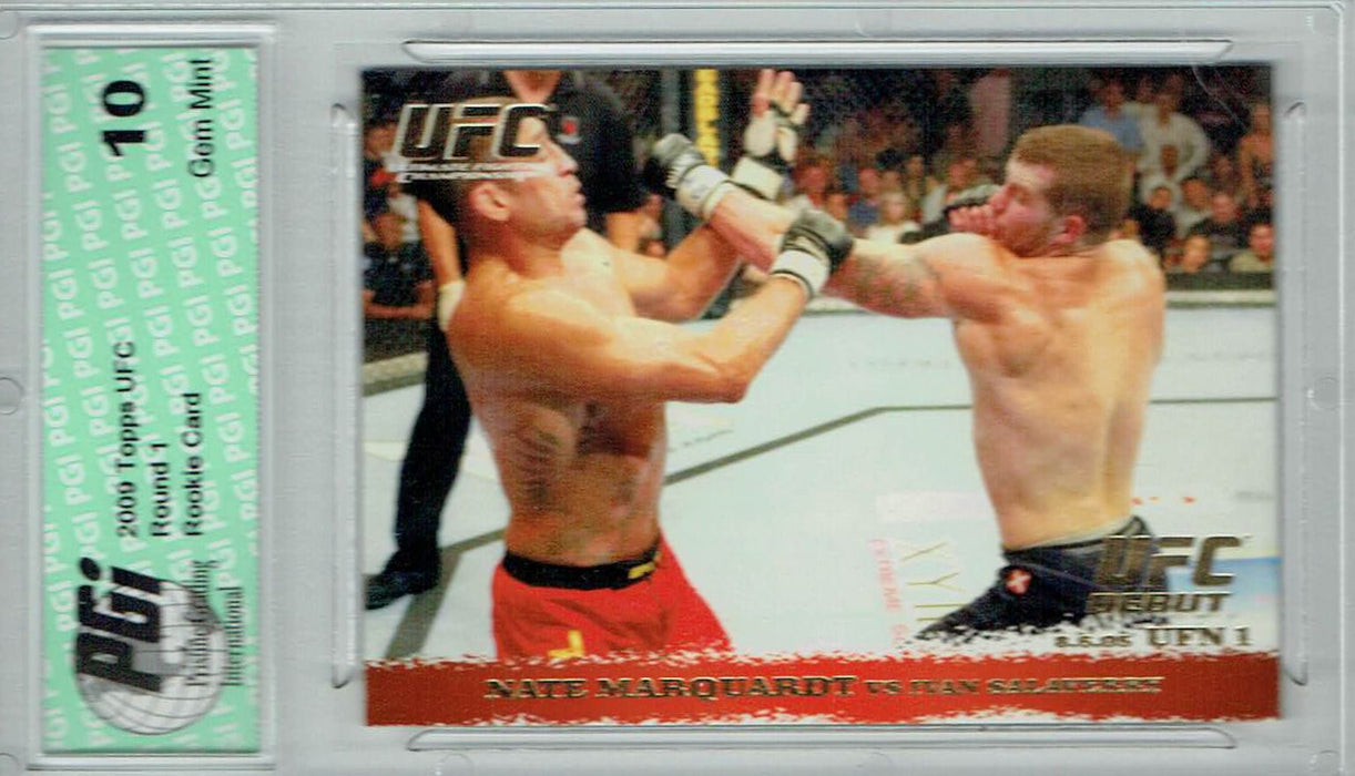 Nate Marquardt Ivan Salaverry 2009 Topps UFC #27 Gold 1/432 Rookie Card PGI 10