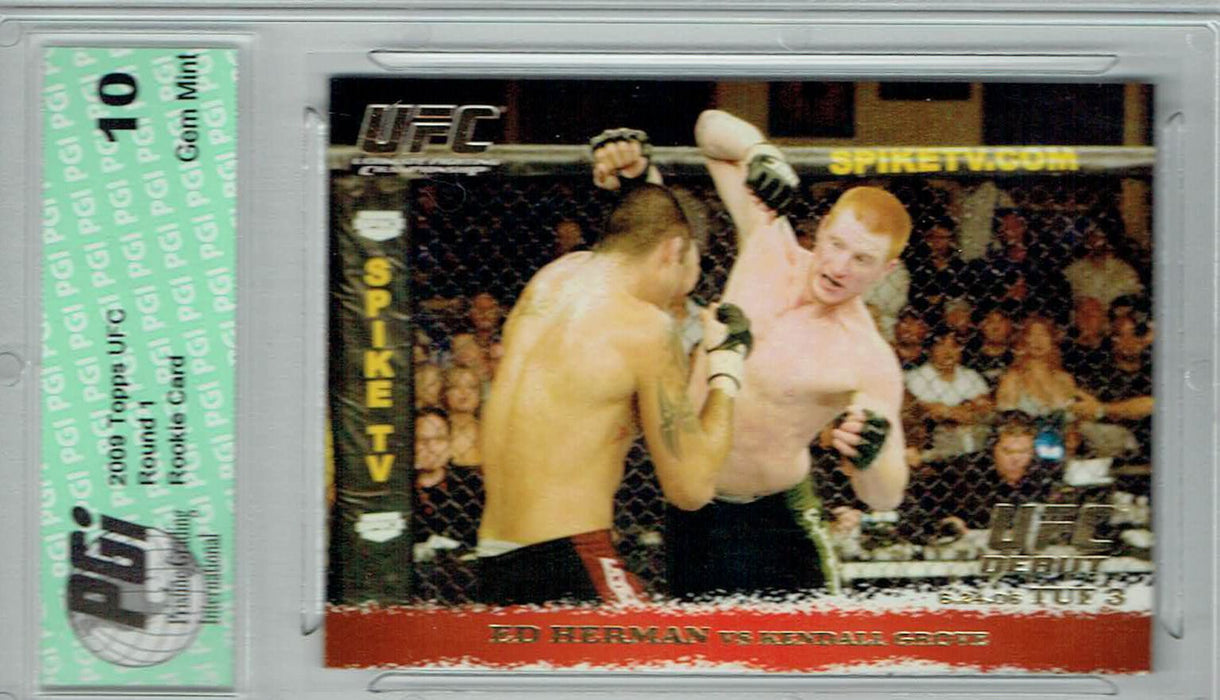 Ed Herman Kendall Grove 2009 Topps UFC #44 Gold 432 Made Rookie Card PGI 10