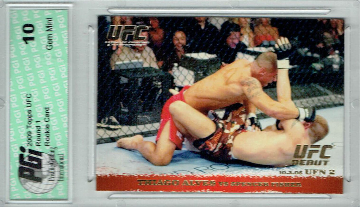 Thiago Alves Spencer Fisher 2009 Topps UFC #37 Gold 432 Made Rookie Card PGI 10