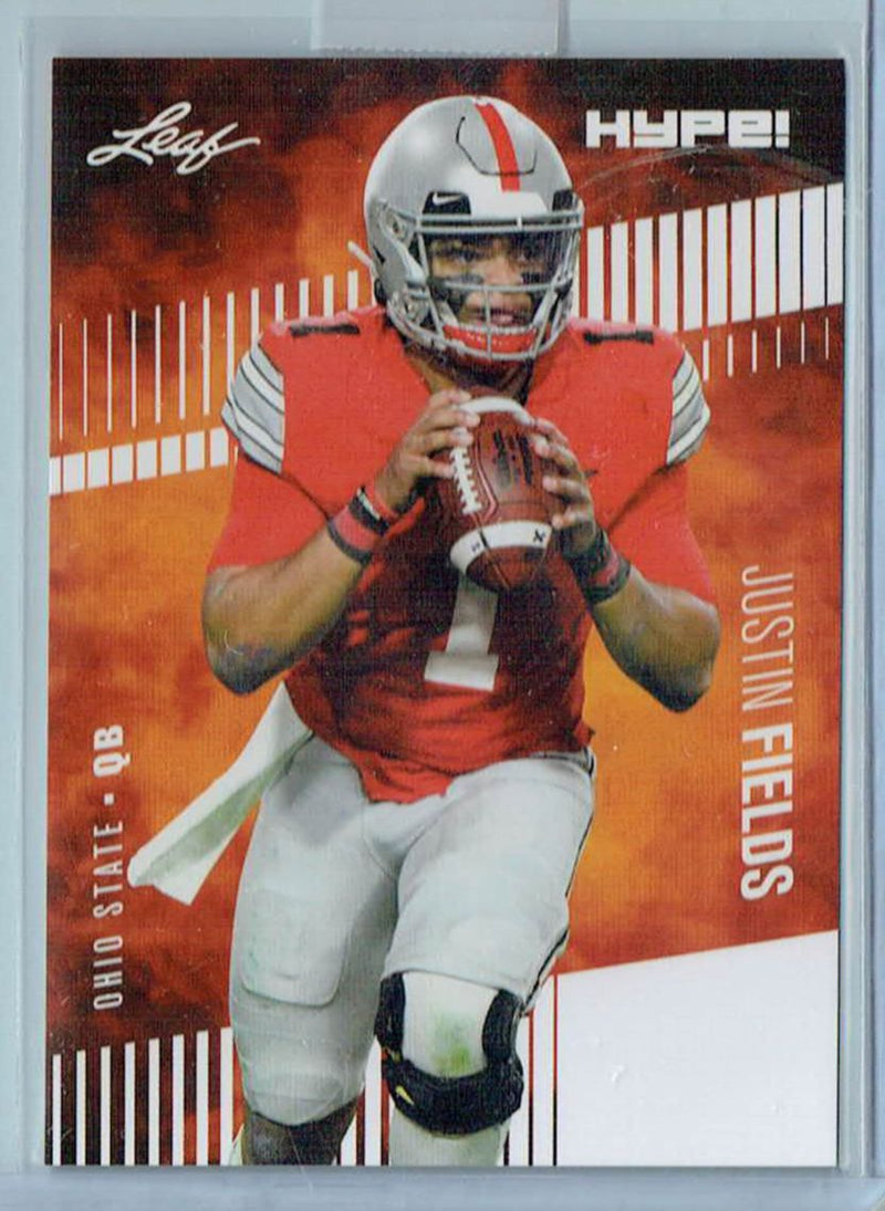 Mint Justin Fields 2021 Leaf HYPE #50 Only 5000 Made Rare Rookie Card