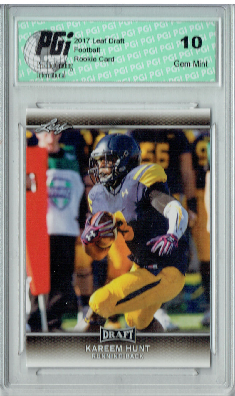 Kareem Hunt Rookie Card Kansas City PGI 10 Gem Mint Football Trading Card 2017 Leaf Draft / Donruss #46 / #332