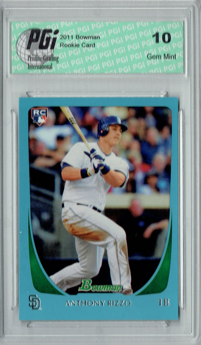 Anthony Rizzo 2011 Bowman #70 Blue, 499 Made Rookie Card PGI 10