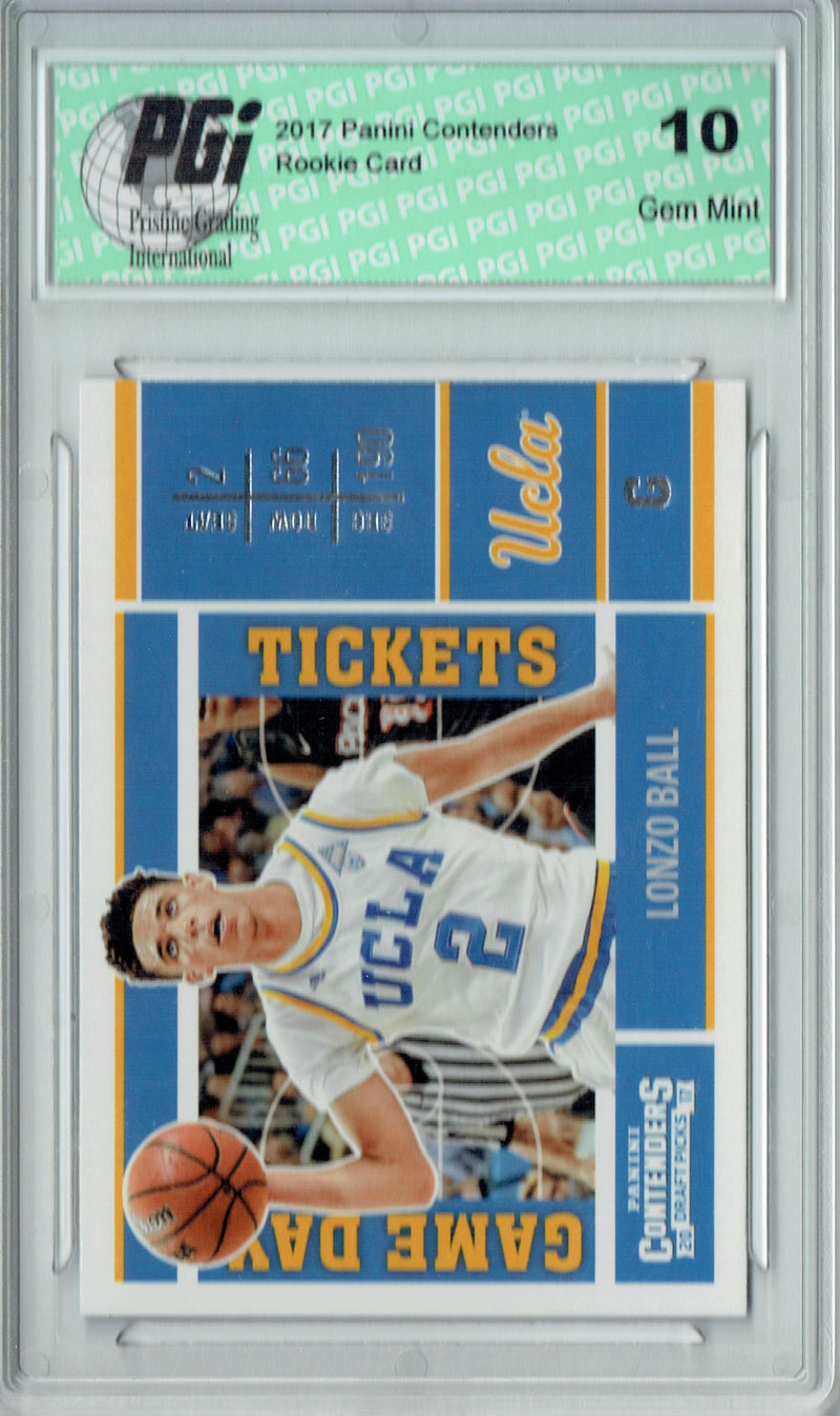 Lonzo Ball 2017 LA Lakers Panini Graded Rookie Cards 3-Card Pack PGI 10
