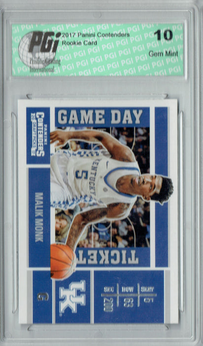 Malik Monk 2017 Contenders #4 Game Day Tickets Rookie Card PGI 10