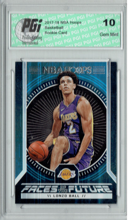 Lonzo Ball 2017 Hoops #2 Faces of the Future SSP Rookie Card PGI 10