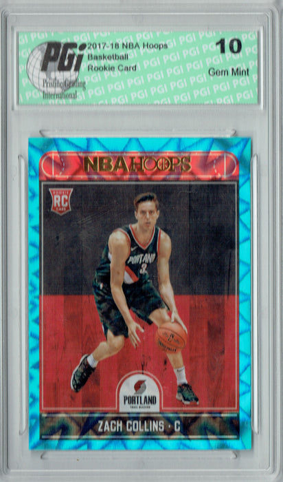 Zach Collins 2017 Hoops #260 Teal Explosion Rookie Card PGI 10