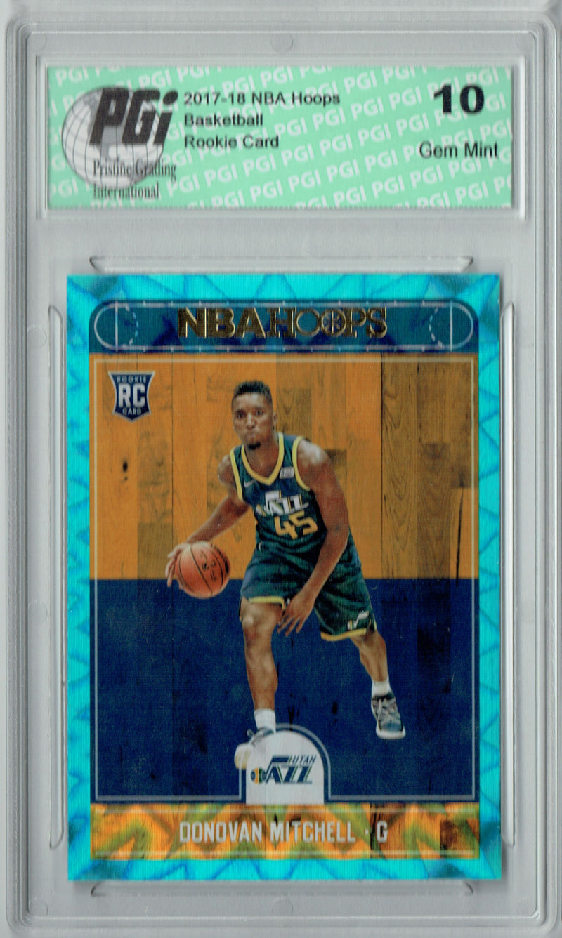 Donovan Mitchell 2017 Hoops #263 Teal Explosion Rookie Card PGI 10