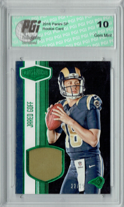 Jared Goff 2016 Plates & Patches #RM-JG Emerald SP 25 Made Rookie Card PGI 10