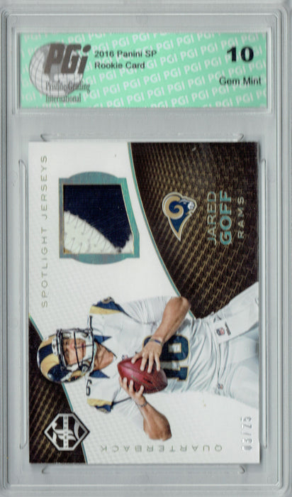 Jared Goff 2016 Panini Limited #15 3 color Patch 25 Made Rookie Card PGI 10