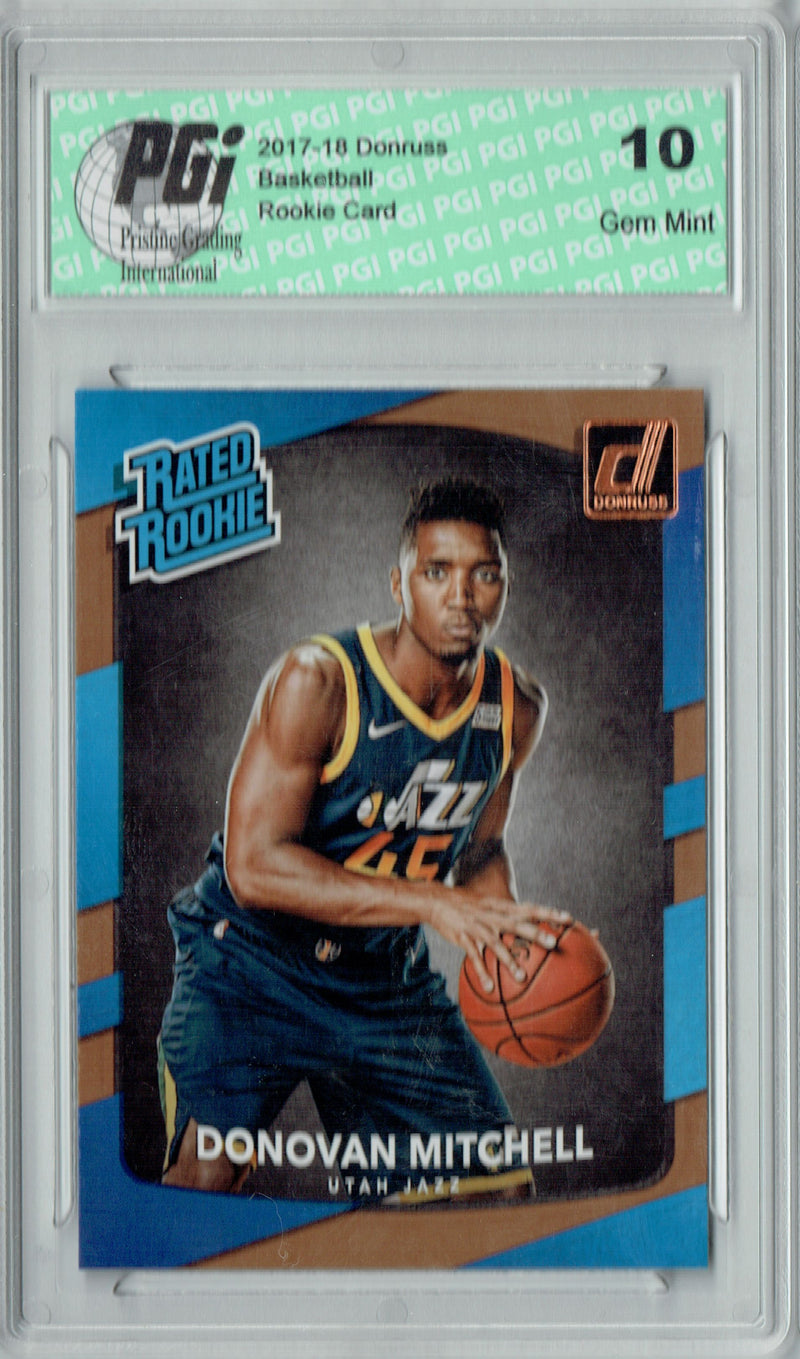 Donovan Mitchell 2017-18 Donruss #188 NBA Rated Rookie Card PGI 10