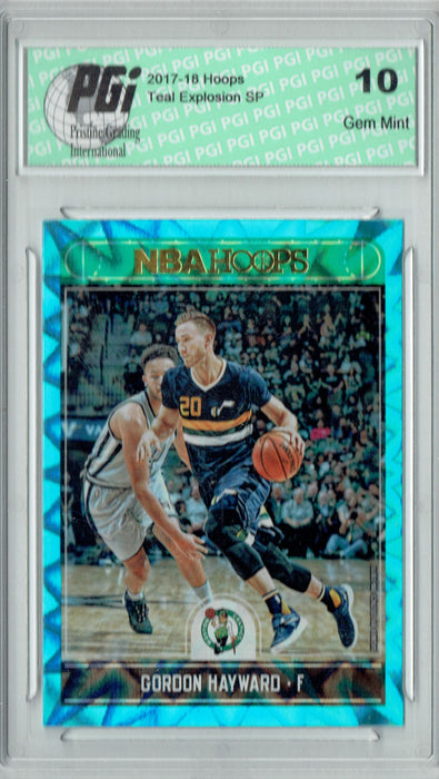 Gordon Hayward 2017 Hoops #81 Teal Explosion SP Card PGI 10