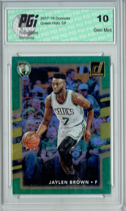 Jaylen Brown 2017 Donruss #6 Green Holo Foil SP Card PGI 10