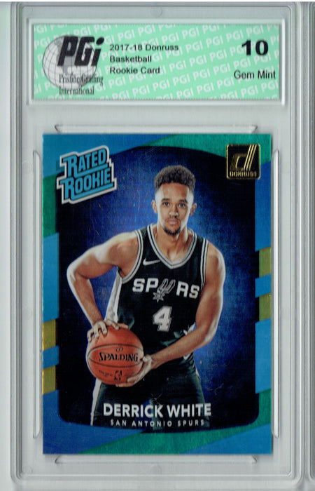 Derrick White 2017 Donruss #172 Blue Green Laser SP Rookie Card PGI 10