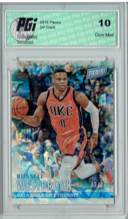 Russell Westbrook 2016 Panini #9 Cracked Ice SP, Only 25 Made Card PGI 10