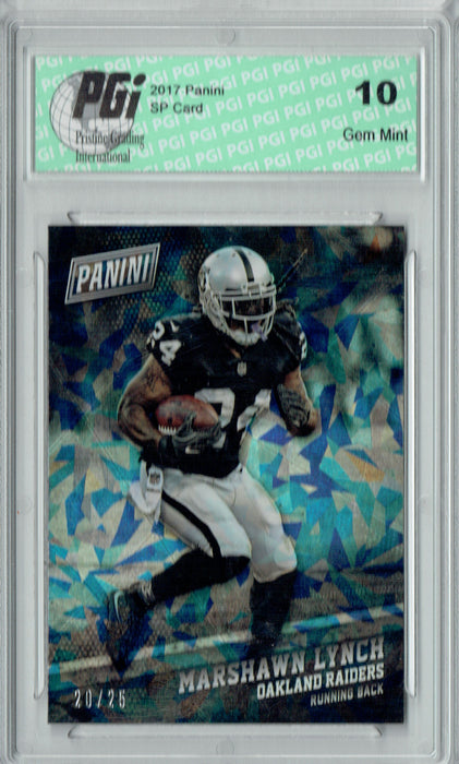 Marshawn Lynch 2017 Panini #17 Cracked Ice SP, Only 25 Made Card PGI 10
