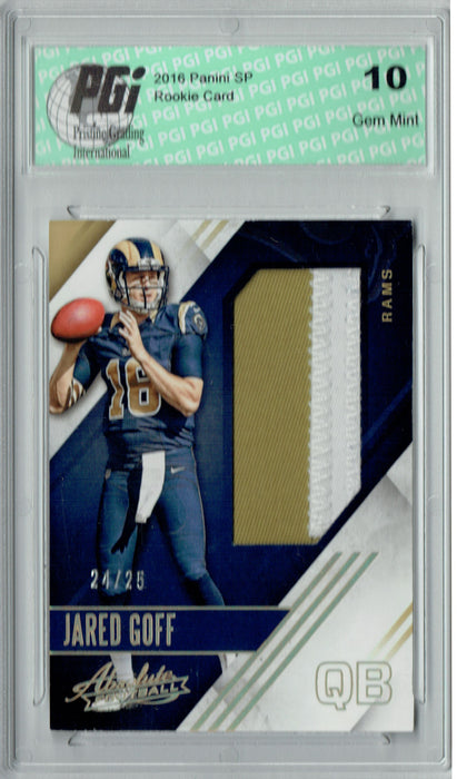 Jared Goff 2016 Absolute #1 3 Color Patch, #24/25 Made Rookie Card PGI 10
