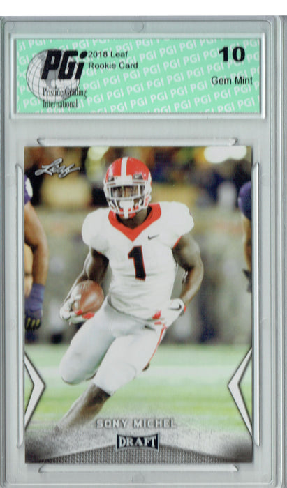 Sony Michel 2018 Leaf Draft #57 Rookie Card PGI 10