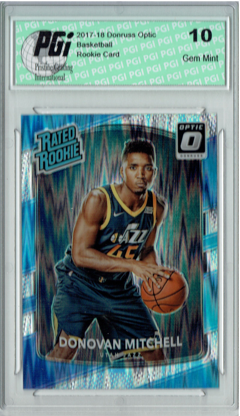 Donovan Mitchell 2017 Donruss Optic #188 Flash Holo Refractor Rookie Card PGI 10