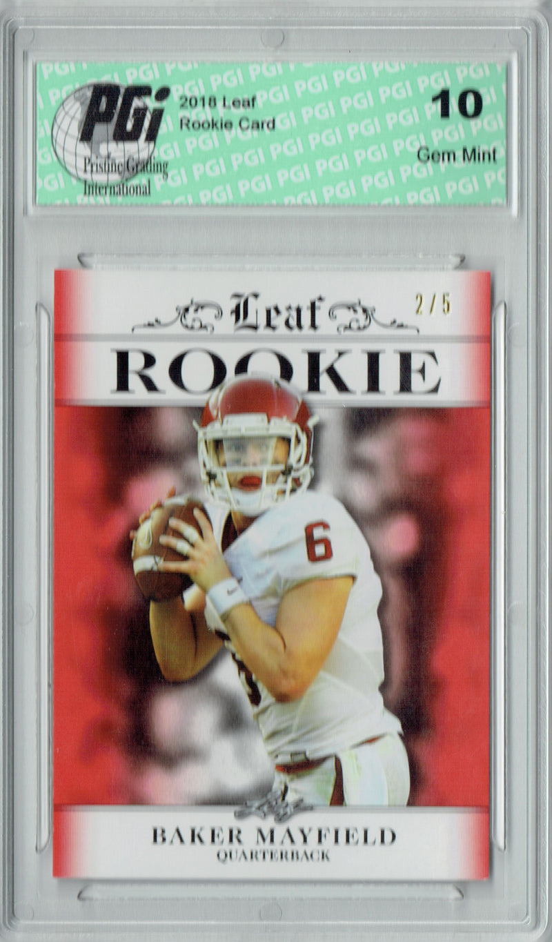 Baker Mayfield Rookie Card Cleveland PGI 10 Gem Mint Football Trading Card 2018 Leaf Exclusive #RA-01 Red Only 5 Made