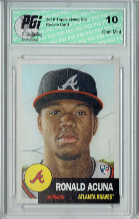 Ronald Acuna 2018 Topps Living Set #19 Only 42k Made Rookie Card PGI 10