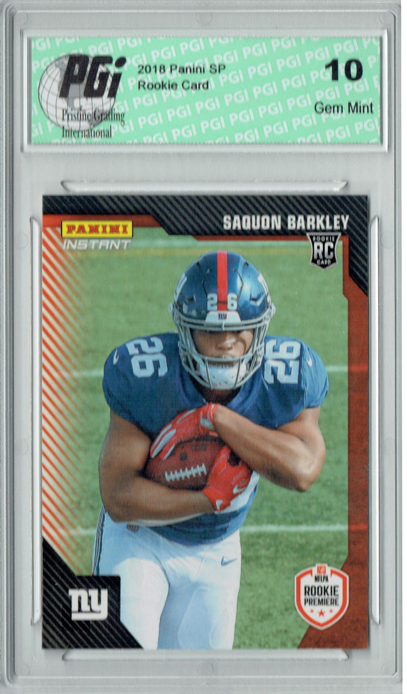 Saquon Barkley 2018 Panini Rookie Premiere #FL2  1/837 Made Rookie Card PGI 10