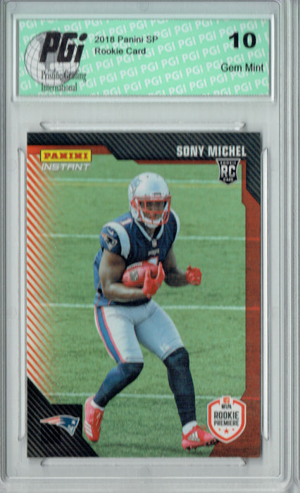 Sony Michel 2018 Panini Rookie Premiere #FL10 1/242 Made Rookie Card PGI 10