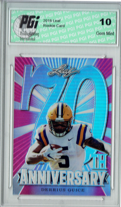 Derrius Guice 2018 Leaf 70th #L70-02 Pink SP, Only 20 Made Rookie Card PGI 10