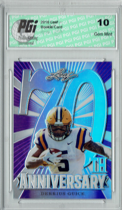 Derrius Guice 2018 Leaf 70th #L70-02 Purple, Only 25 Made Rookie Card PGI 10