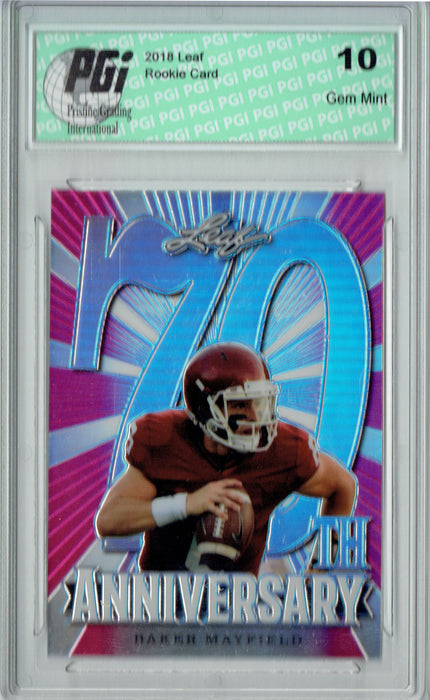 Baker Mayfield 2018 Leaf 70th #L70-01 Pink SP, Only 20 Made Rookie Card PGI 10