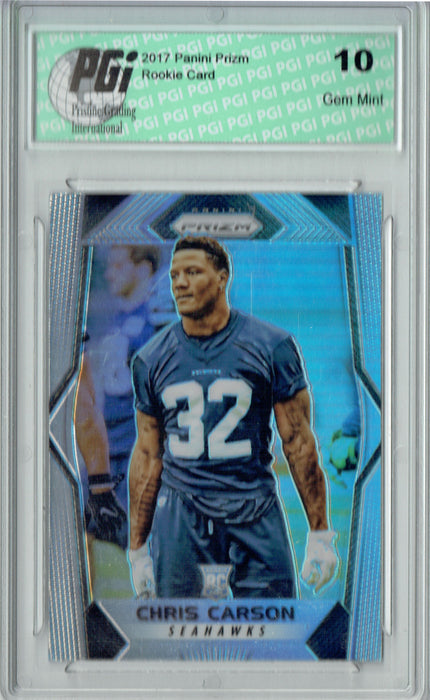 Chris Carson 2017 Panini Prizm #212 Refractor Rookie Card PGI 10