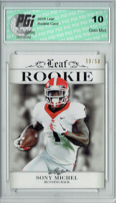 Sony Michel 2018 Leaf Exclusive #RA-16 Silver, Just 50 Made Rookie Card PGI 10