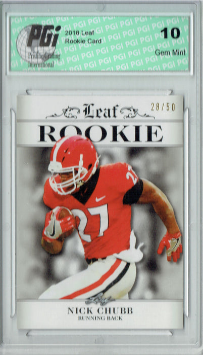 Nick Chubb 2018 Leaf Exclusive #RA-11 Silver Just 50 Made Rookie Card PGI 10