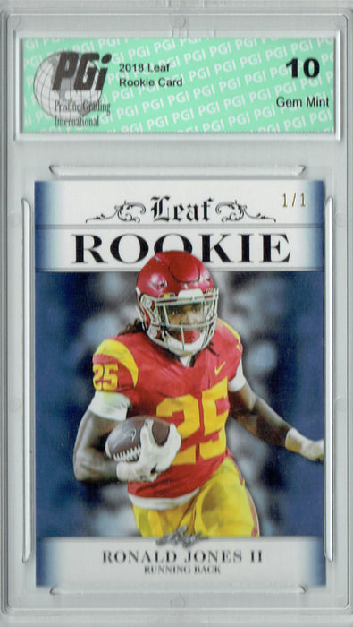 Ronald Jones 2018 Leaf Exclusive #RA-14 Blue Blank Back 1/1 Rookie Card PGI 10