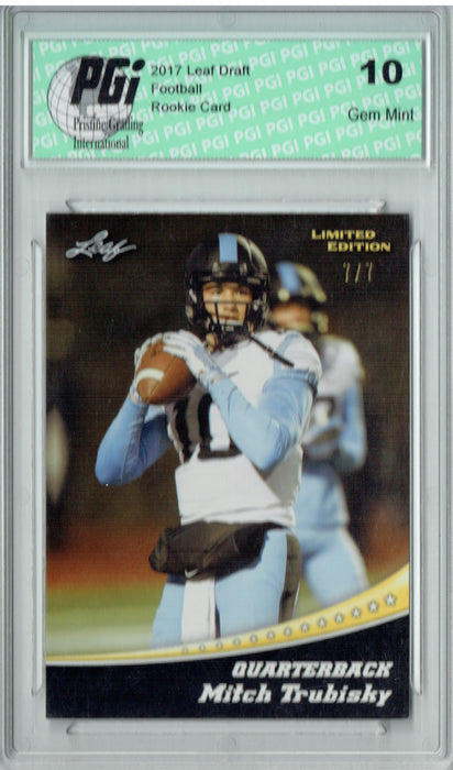 Mitchell Trubisky 2017 Leaf #11 Gold Blank Back Only 7 Made Rookie Card PGI 10