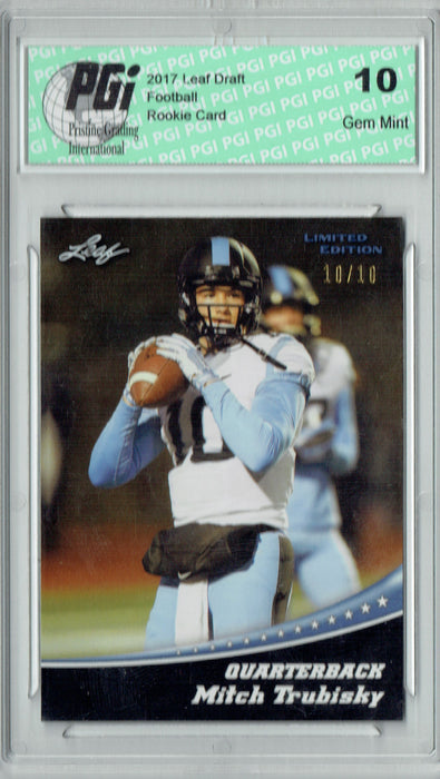 Mitchell Trubisky 2017 Leaf #11 Silver SP, Only 10 Made Rookie Card PGI 10