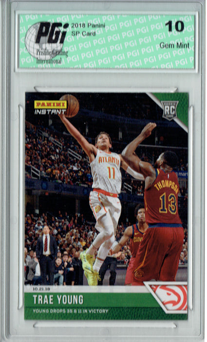 Trae Young 2018 Panini Instant #23 Green SP, Only 10 Made Rookie Card PGI 10