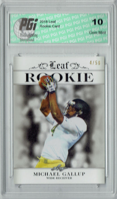 Michael Gallup 2018 Leaf Exclusive #RA-10 Jersey #4 of 50 Rookie Card PGI 10