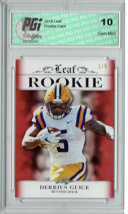 Derrius Guice 2018 Leaf Exclusive #RA-07 Ruby, The #1 of 5 Rookie Card PGI 10