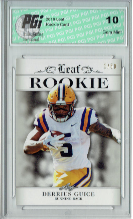 Derrius Guice 2018 Leaf Exclusive #RA-07 The #1 of 50 Rookie Card PGI 10