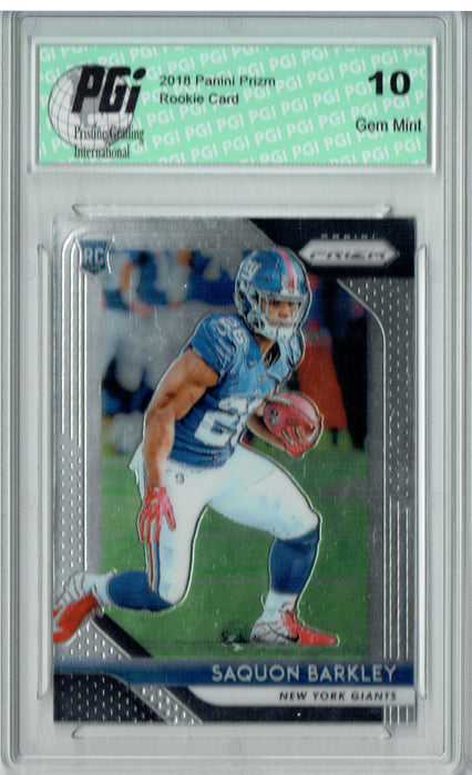 Saquon Barkley 2018 Panini Prizm #202 SP Rookie Card PGI 10