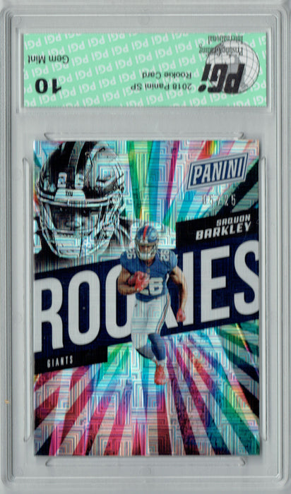 Saquon Barkley 2018 Panini SP #91 Squares #5/25 Made Rookie Card PGI 10