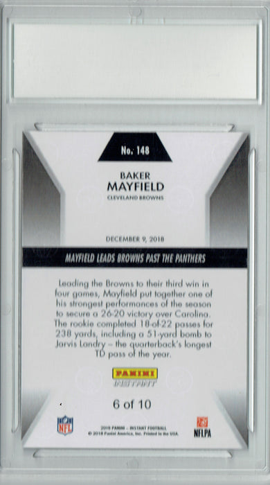 Baker Mayfield 2018 Panini Instant #148 #6/10 Jersey Number Rookie Card PGI 10