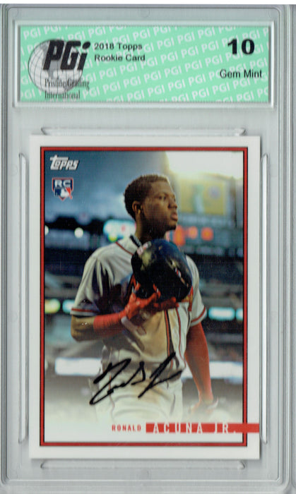 @ Ronald Acuna Jr. 2018 Topps Rookie Review #40 1435 Made Rookie Card PGI 10