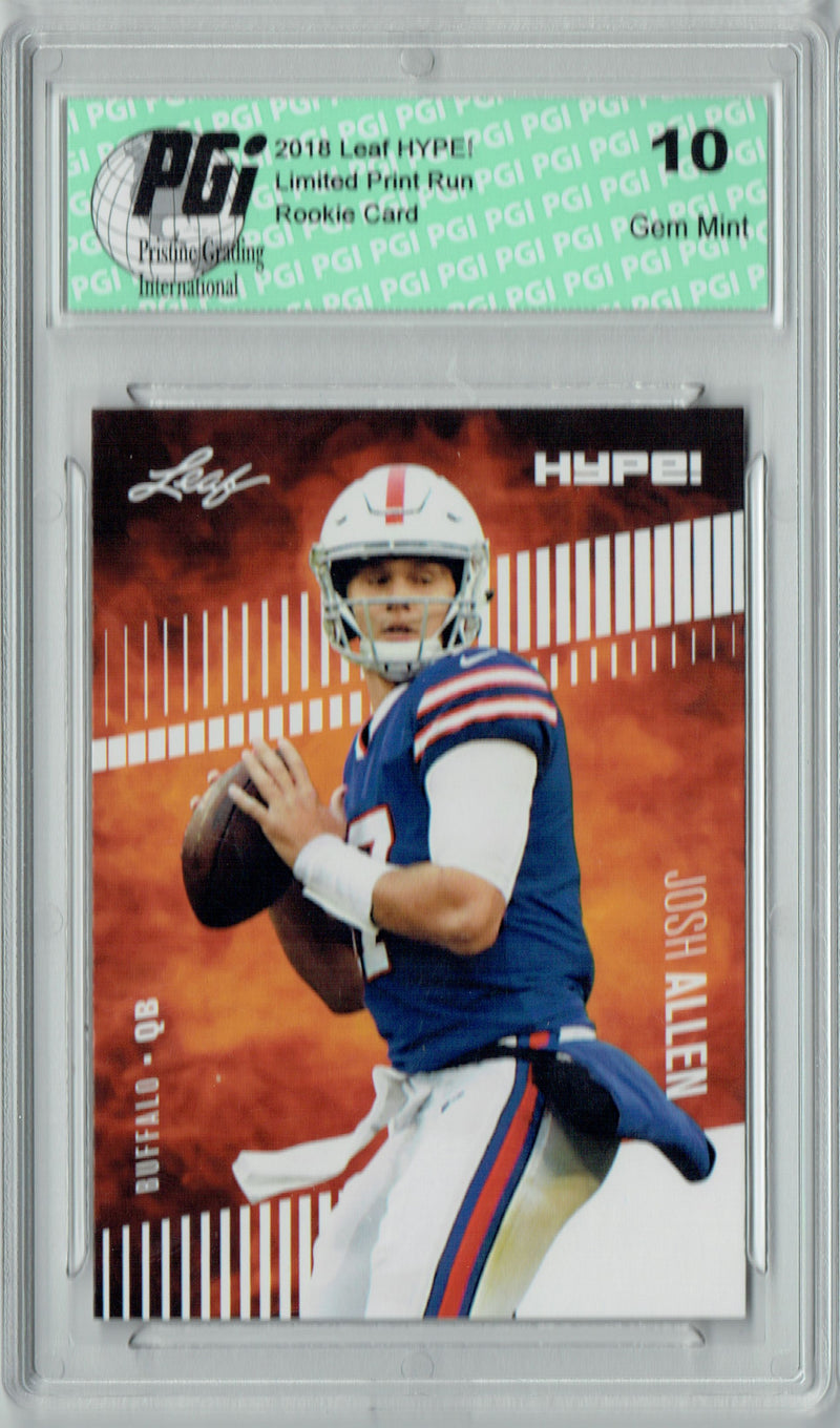 Josh Allen Rookie Card Buffalo PGI 10 Gem Mint Football Trading Card 2018 Leaf HYPE! #5 2 Card Lot