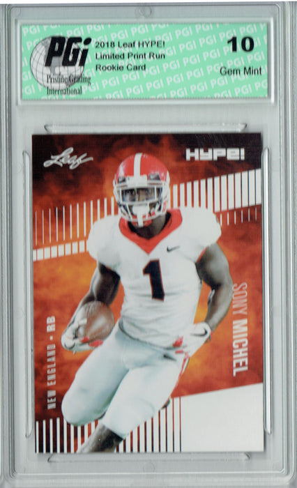 Sony Michel 2018 Leaf HYPE! #7A Just 5000 Ever Made Rookie Card PGI 10