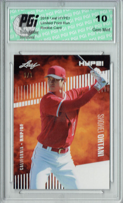 Shohei Ohtani 2018 Leaf HYPE! #10 White Blank Back 1 of 1 Rookie Card PGI 10