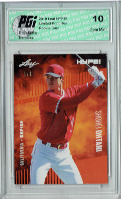 Shohei Ohtani 2018 Leaf HYPE! #10 Orange Blank Back 1 of 1 Rookie Card PGI 10