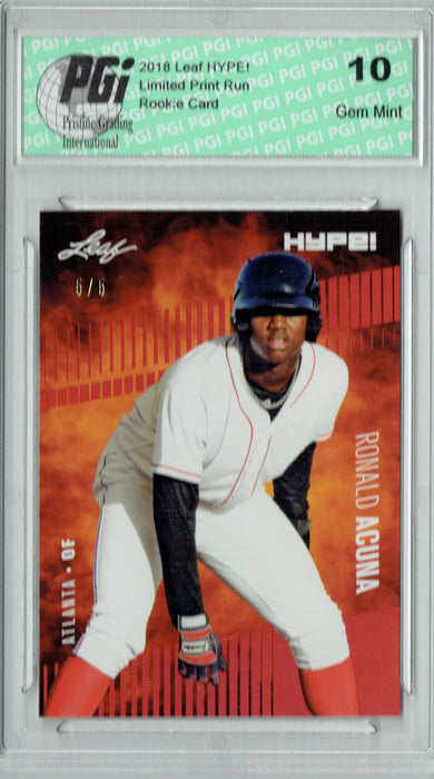 Ronald Acuna 2018 Leaf HYPE! #1 Red SP, Limited to 5 Made Rookie Card PGI 10