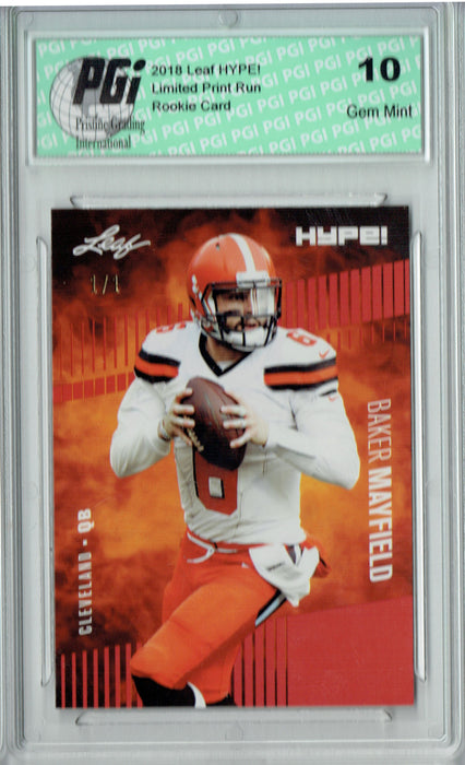 Baker Mayfield 2018 Leaf HYPE! #3A Red Blank Back 1 of 1 Rookie Card PGI 10